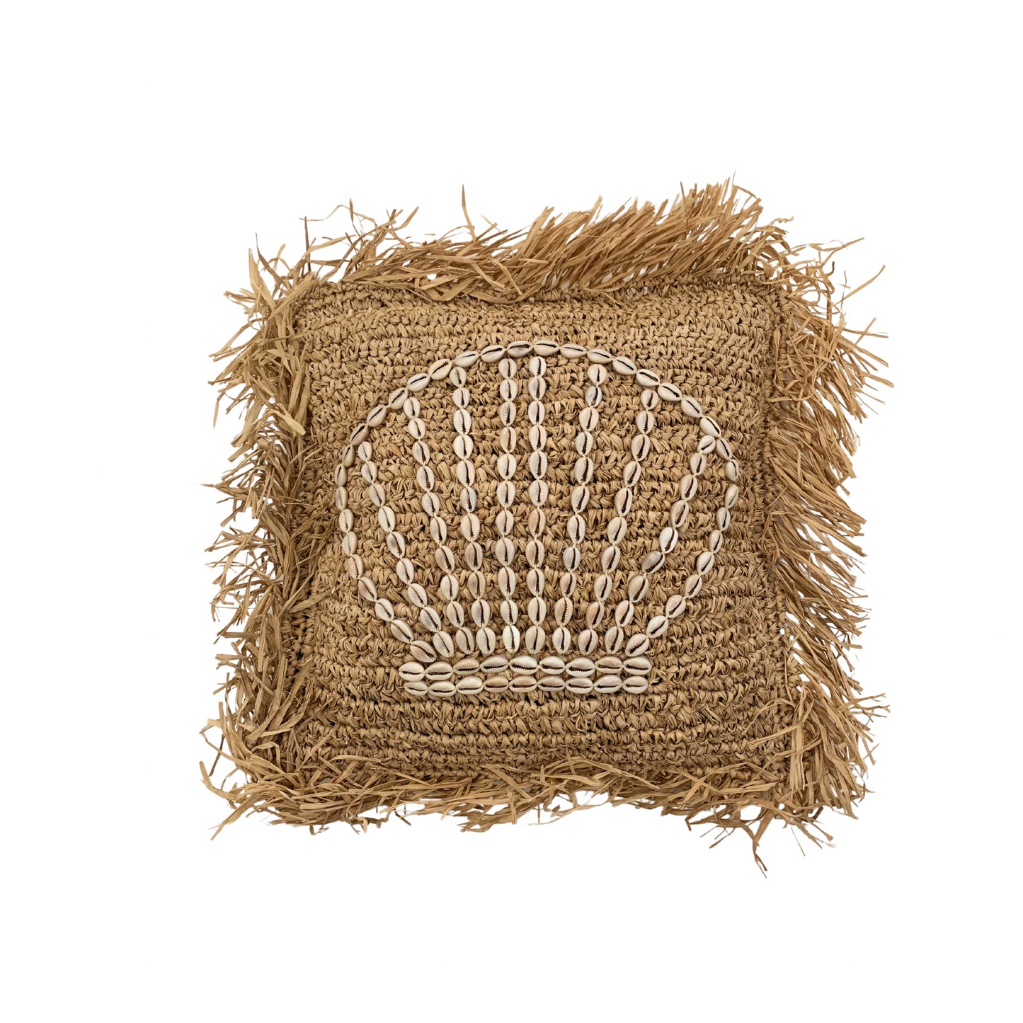 Raffia and Shells Pillow Cover - Clam Shell / Palm Tree / Rainbow