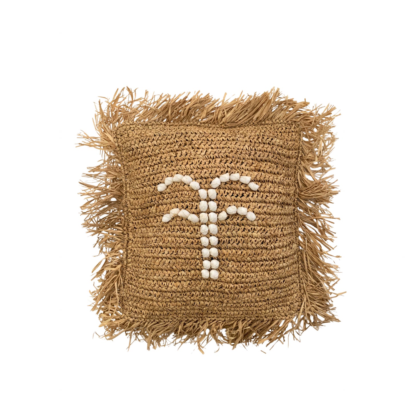 Raffia and Shells Pillow Cover - Clam Shell / Palm Tree / Rainbow