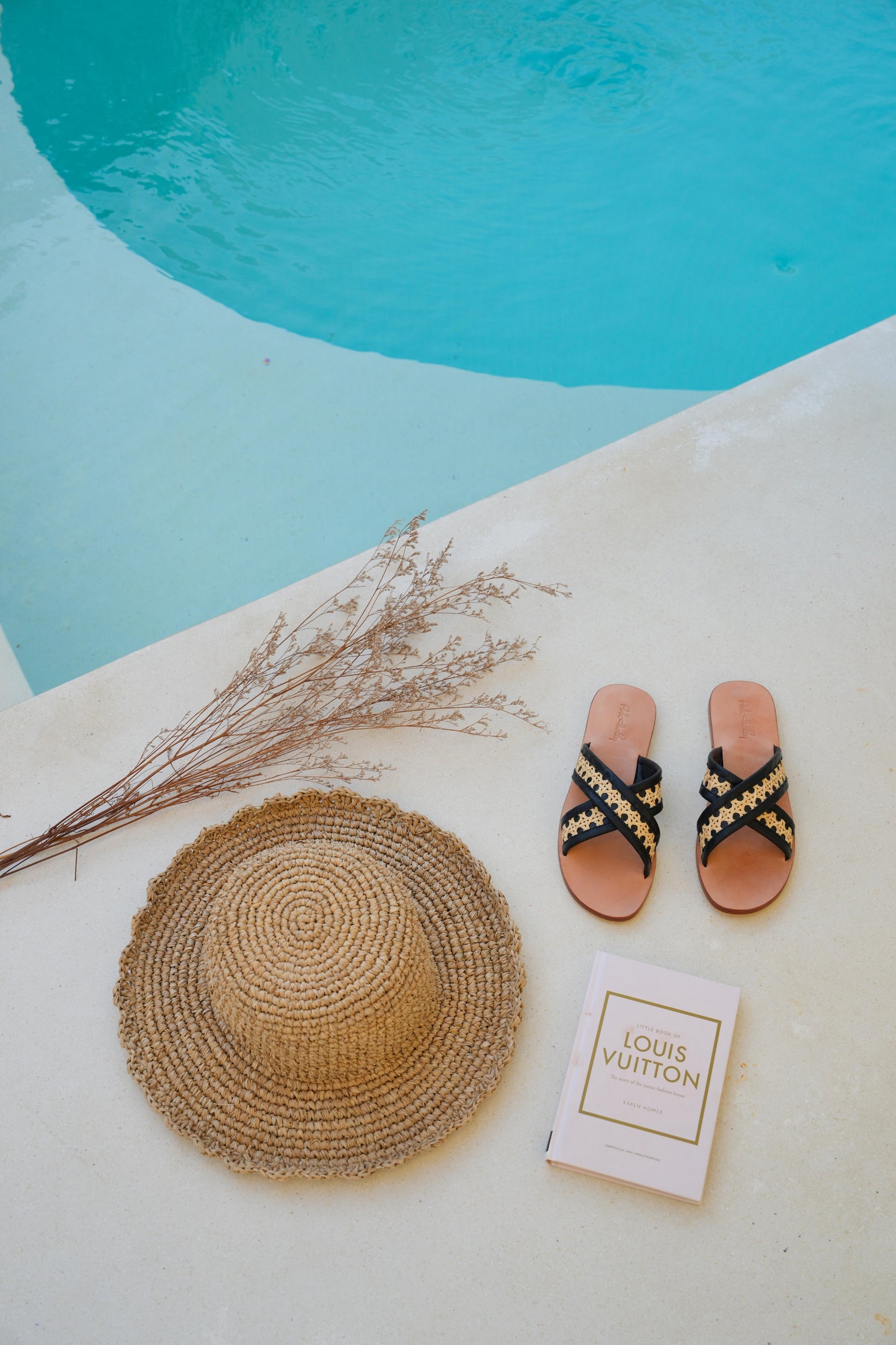 Della Cane and Leather Slide Sandals in Black – Pink Haley