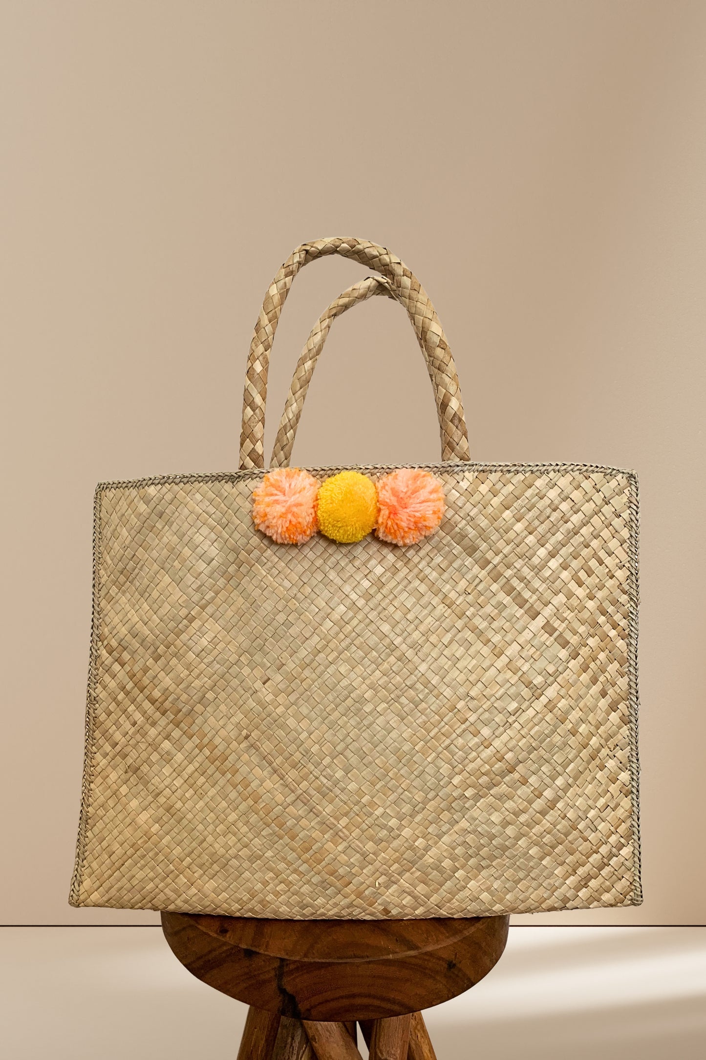 Jennifer Pom Pom Oversized Straw Tote