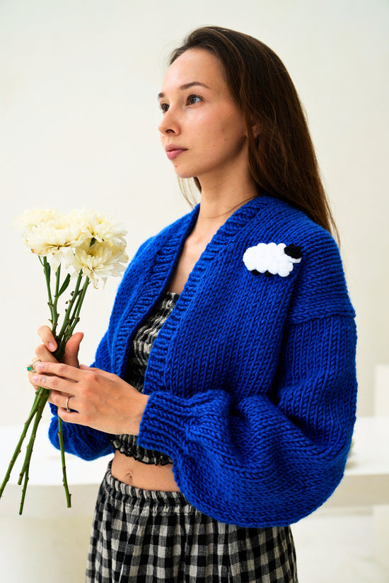 Rachel Wool Cardigan in Blue