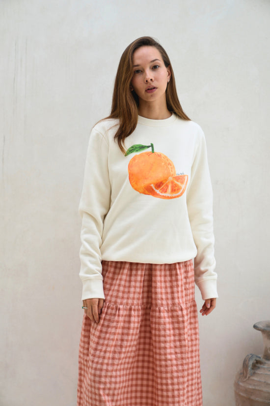 Orange Organic Cotton Crewneck Sweater