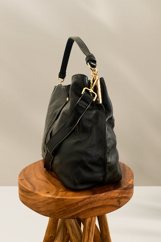 Willow Handmade Leather Tote in Black