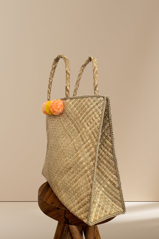 Jennifer Pom Pom Oversized Straw Tote