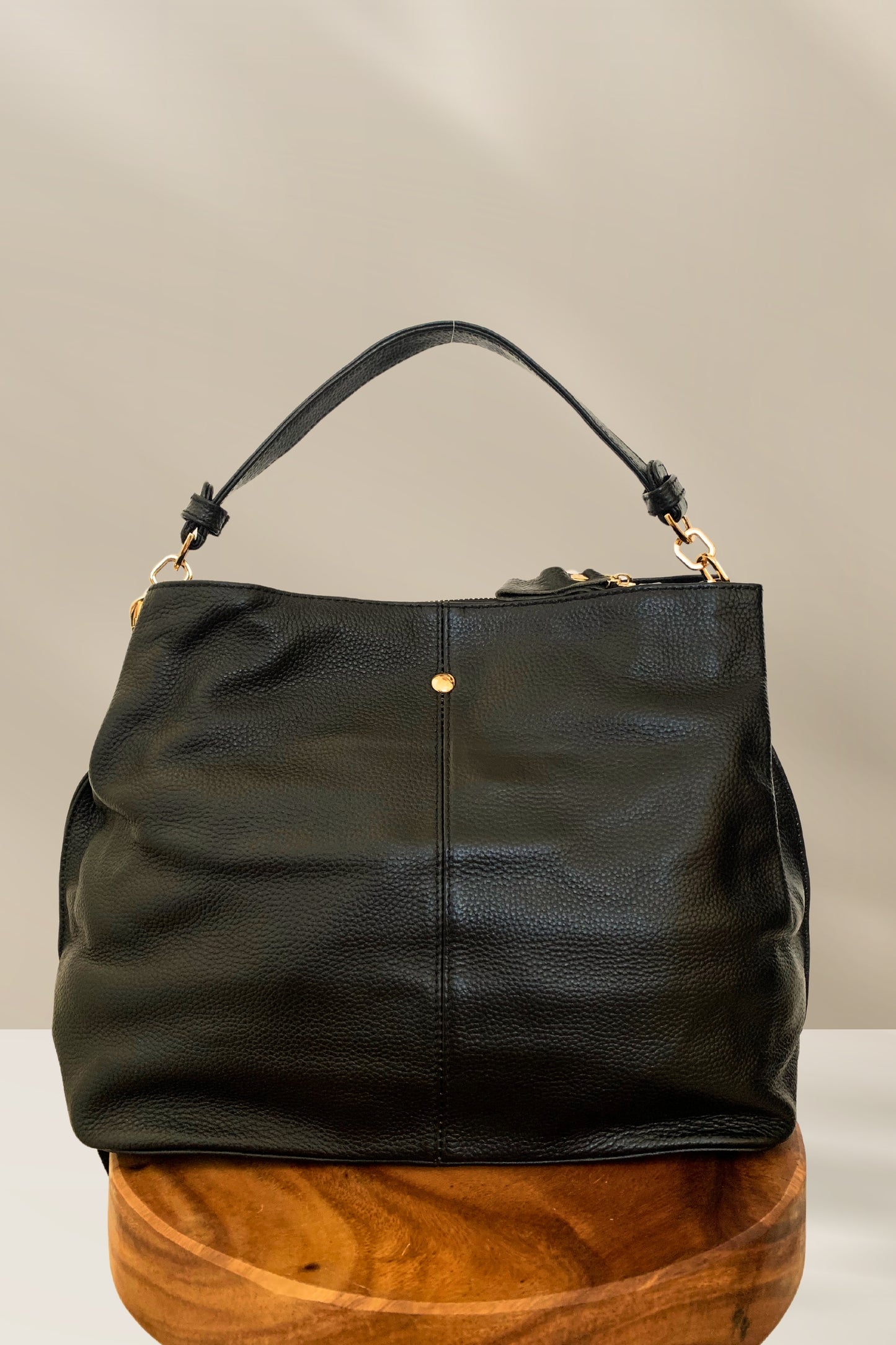 Willow Handmade Leather Tote in Black