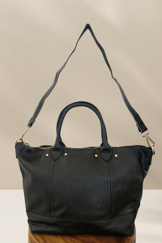 Ellie Handmade Leather Tote in Black