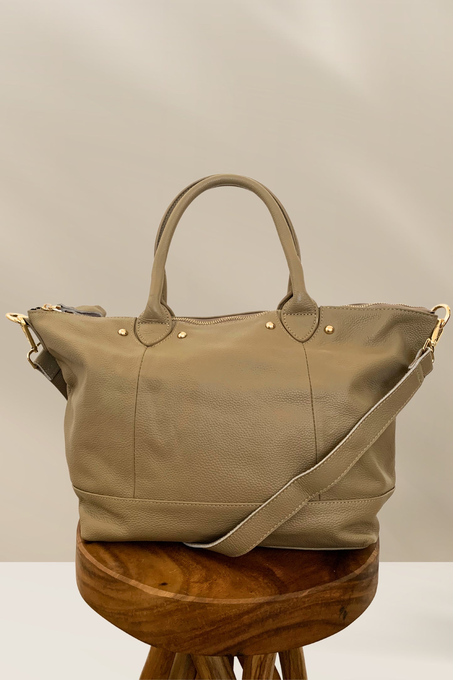 Ellie Handmade Leather Tote in Sand