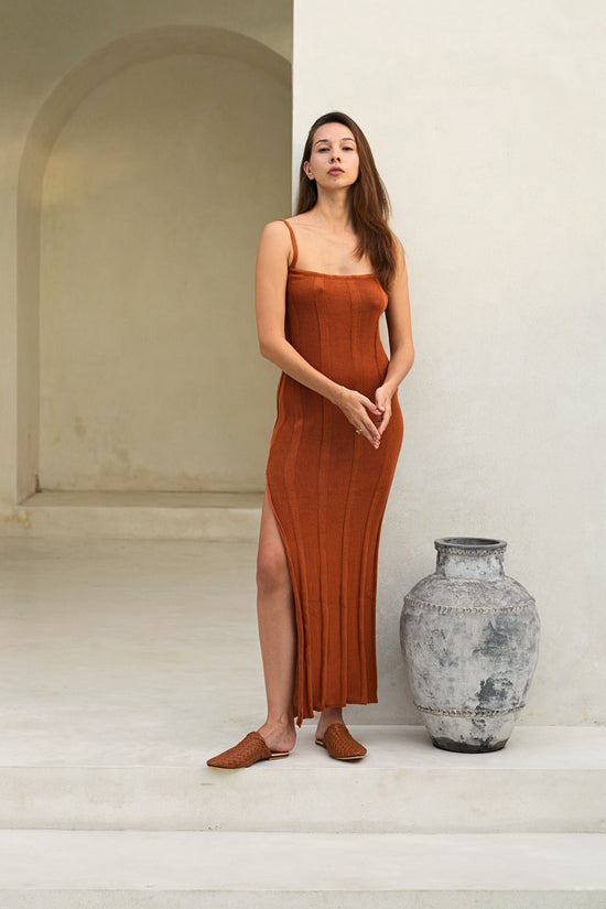 Erica Maxi Side-Slit Knit Dress