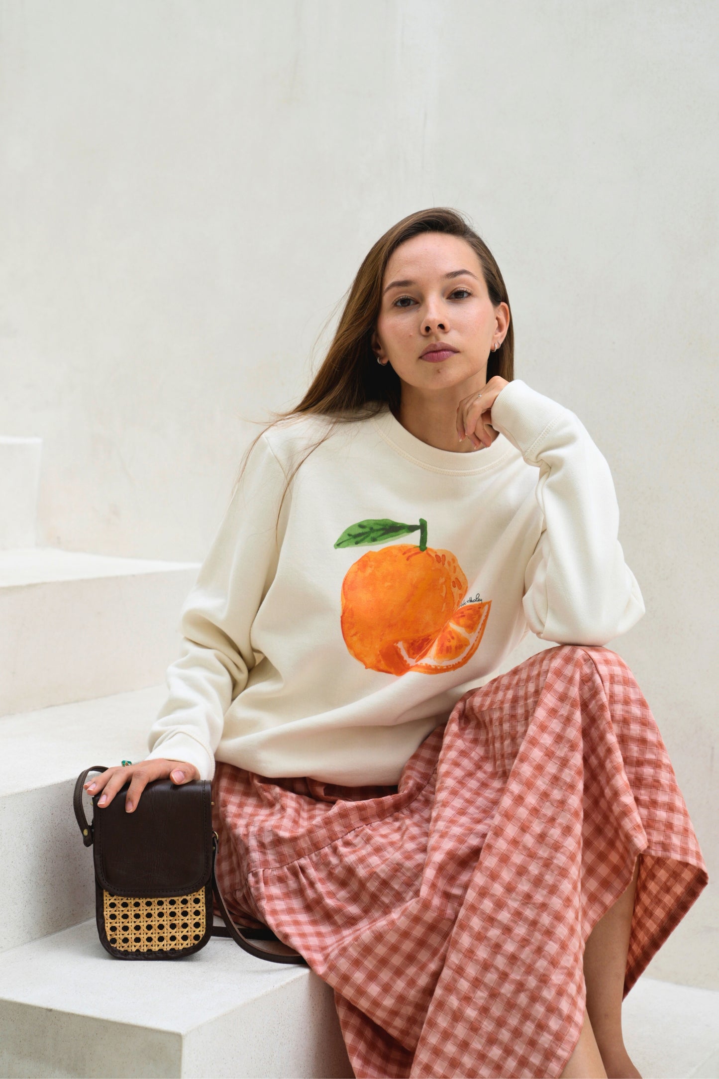 Orange Organic Cotton Crewneck Sweater