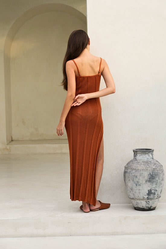 Erica Maxi Side-Slit Knit Dress