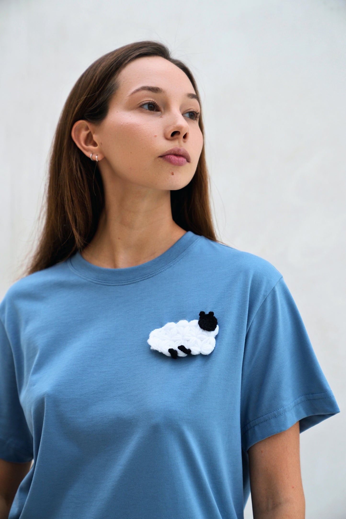 Sheep Embroidery Supima Cotton T-Shirt