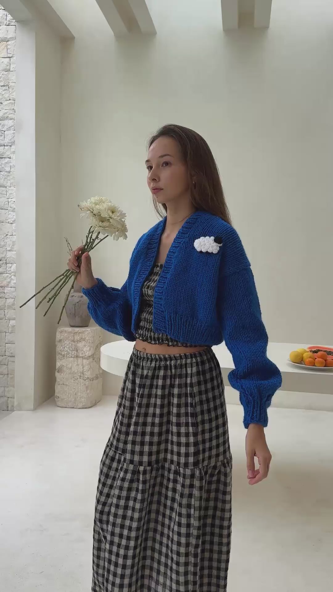 Load and play video in Gallery viewer, Rachel Wool Cardigan in Blue
