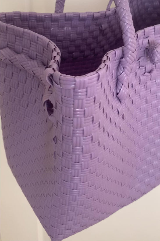 Load and play video in Gallery viewer, Lola Recycled Plastic Woven Tote Large - Lavender
