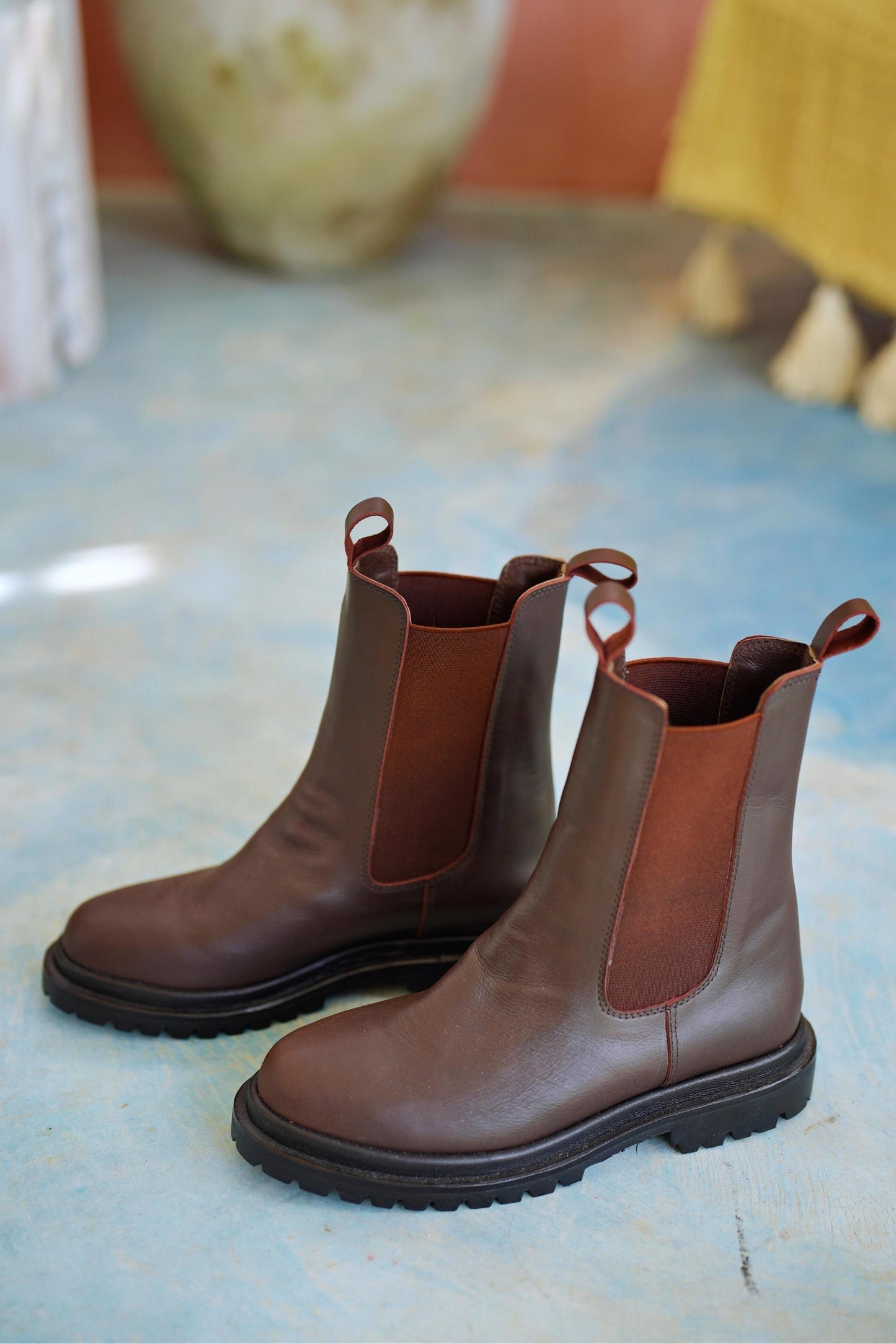 Jordyn Chelsea Leather Boots Dark Brown – Pink Haley